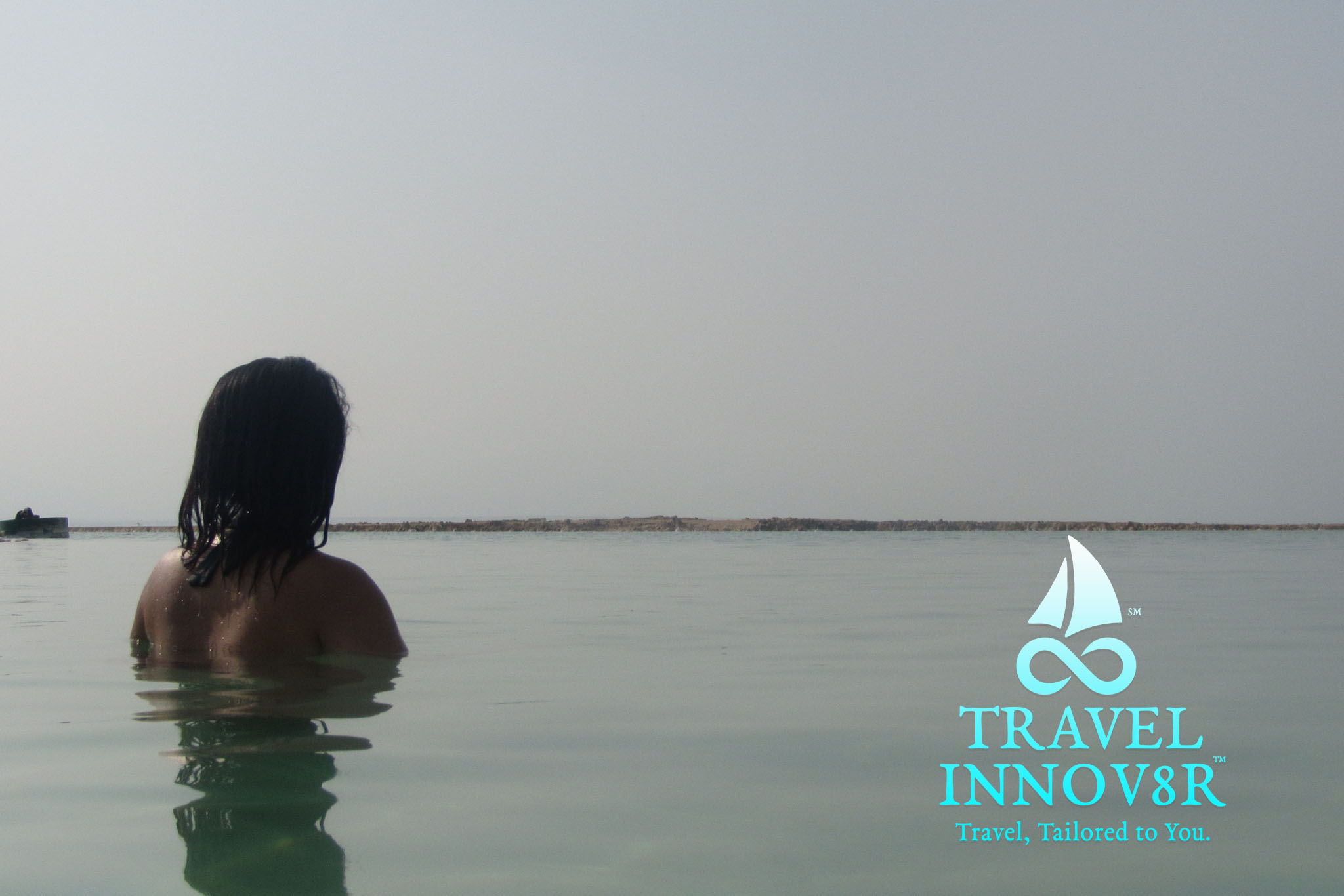 Swimming in the Dea Sea, Israel.